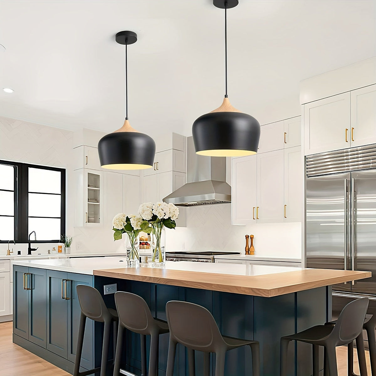 Nils Metal & Wood Grain Pendant Light