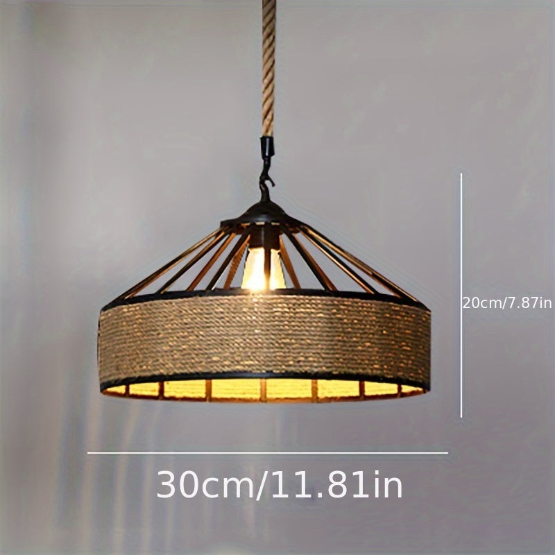 Hemp Rope & Metal Drum Pendant Light
