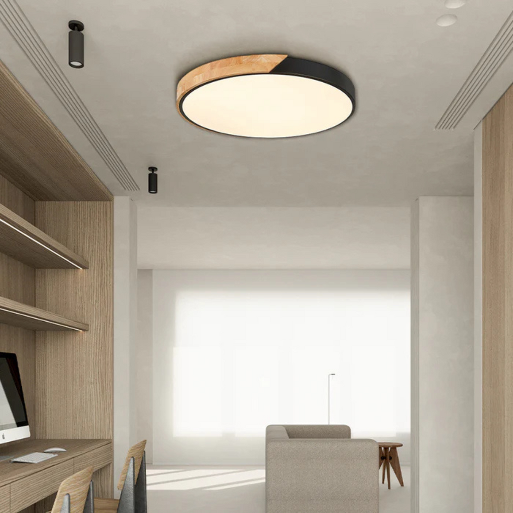 Freya Wood Trim Colour LED Ceiling Light, 23–40cm