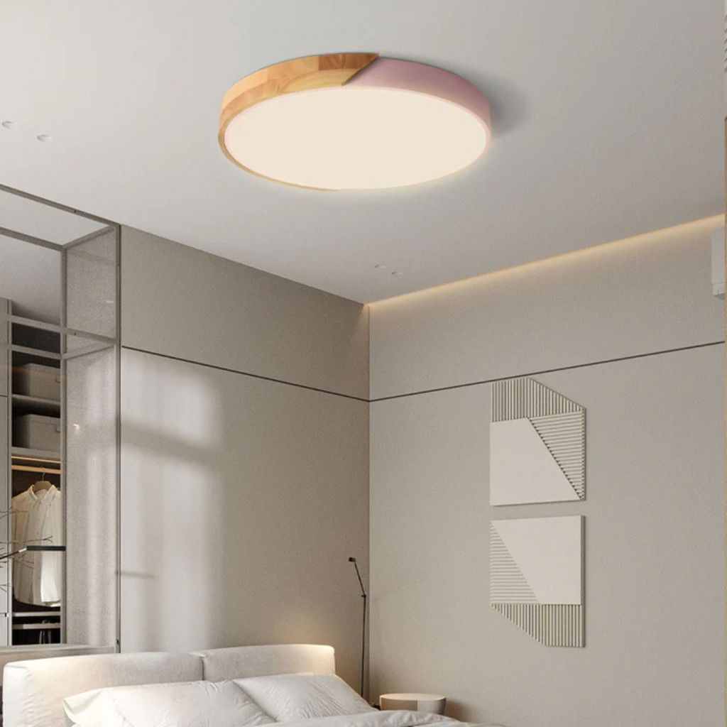Freya Wood Trim Colour LED Ceiling Light, 23–40cm