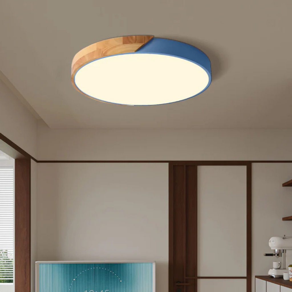 Freya Wood Trim Colour LED Ceiling Light, 23–40cm