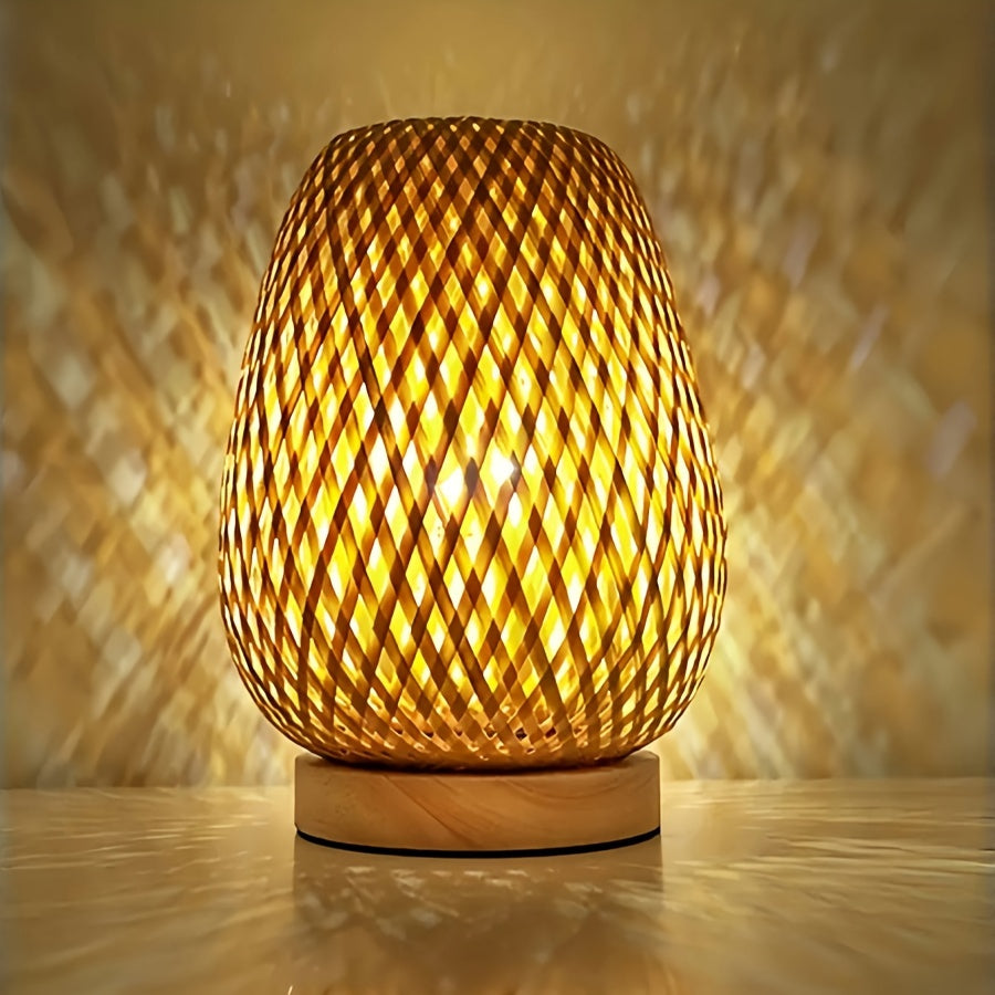Maya Woven Bamboo Bedside Table Lamp