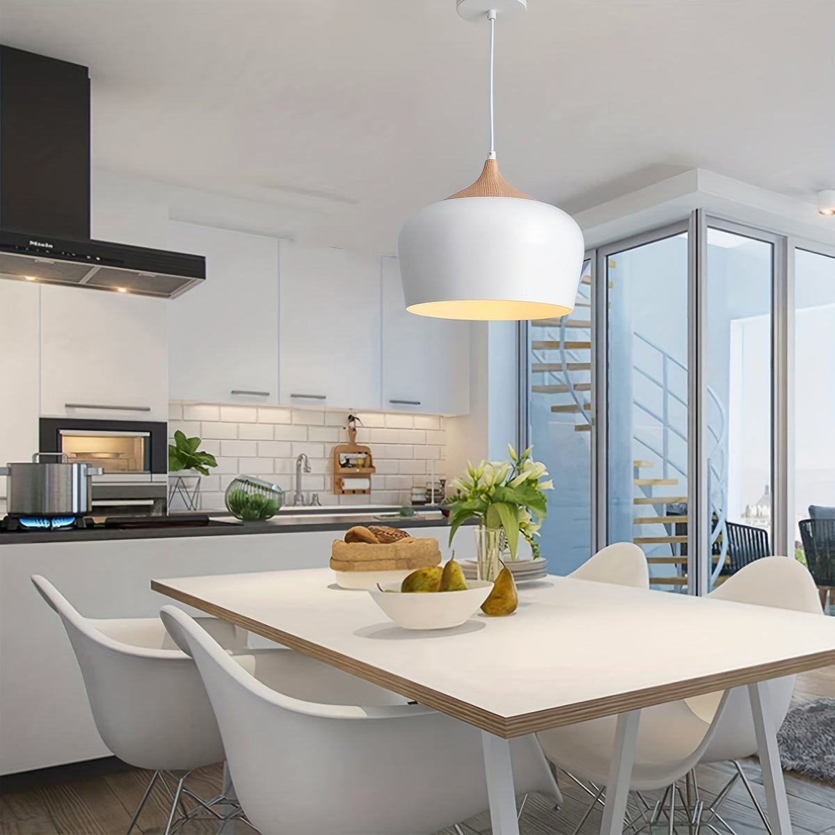 Nils Metal & Wood Grain Pendant Light