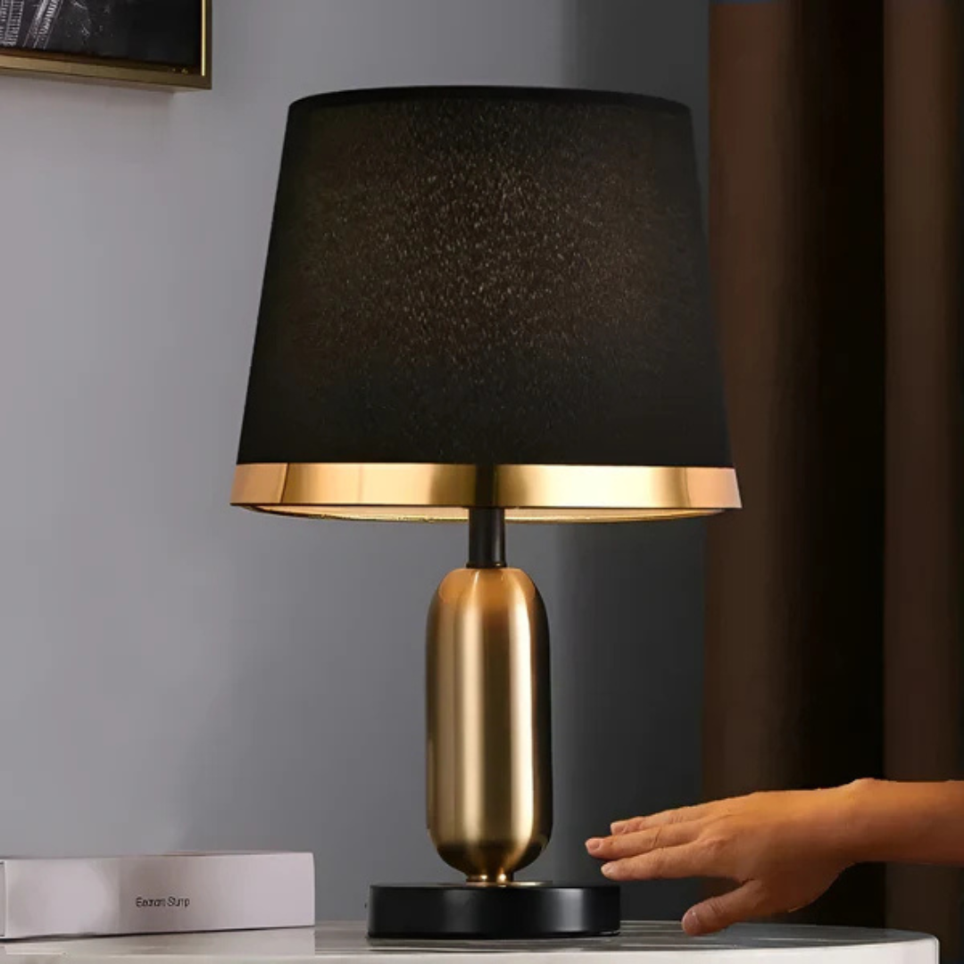Black & Gold Fabric Shade Table Lamp