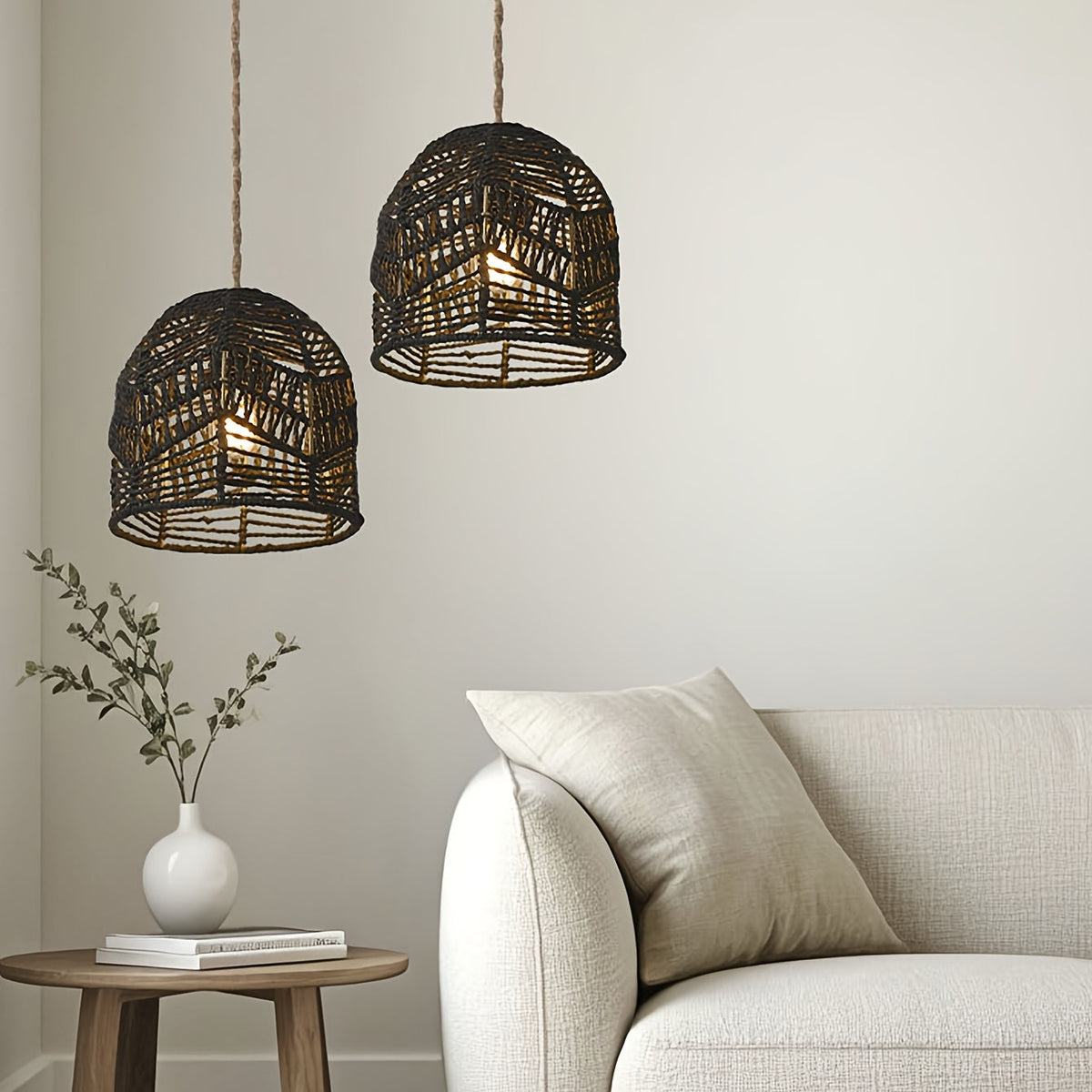 Woven Paper Rope Bell Lampshade