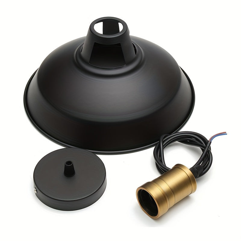 Industrial Metal Pendant with Brass Detail