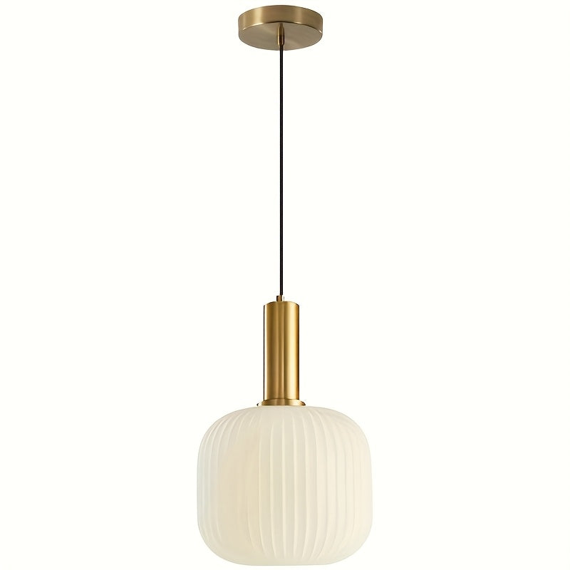 Ribbed Glass & Brass Finish Pendant Light