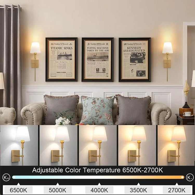 Rechargeable Fabric Shade Wall Lights – Pair