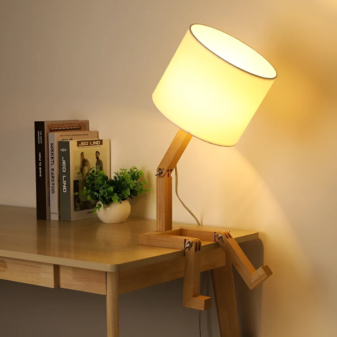 Rilna Posable Solid Wood Table Lamp