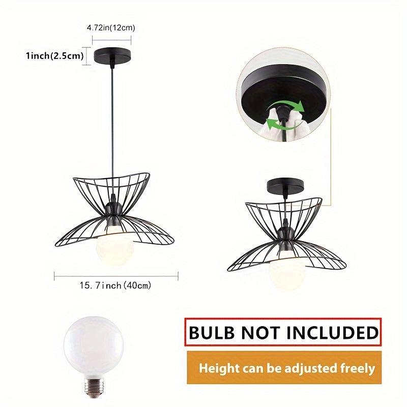 Black Open Wire Petal Pendant Light