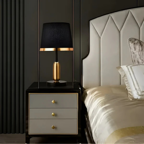 Black & Gold Fabric Shade Table Lamp
