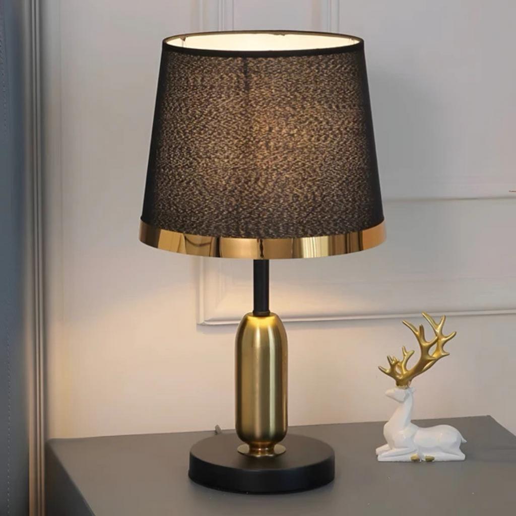 Black & Gold Fabric Shade Table Lamp