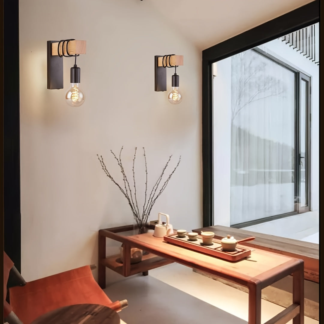 Ezra Industrial Wood & Metal Wall Sconce