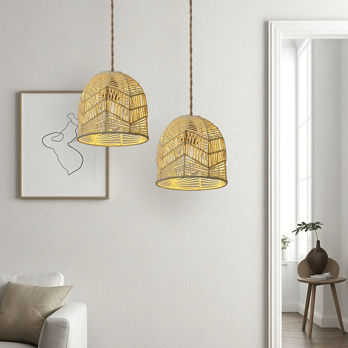 Woven Paper Rope Bell Lampshade