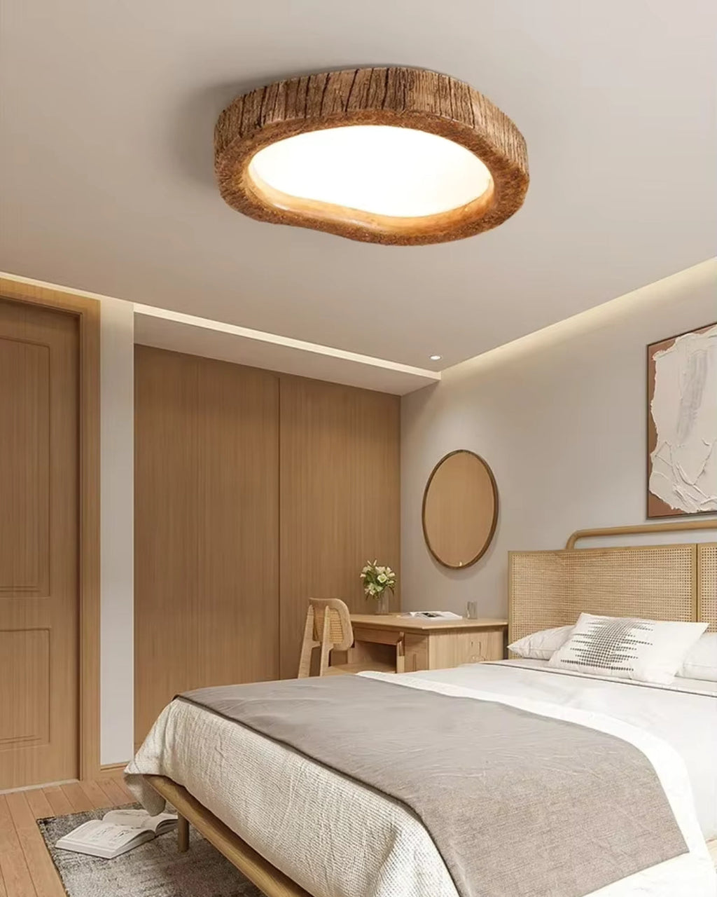Halo Wood-Effect Ceiling Light