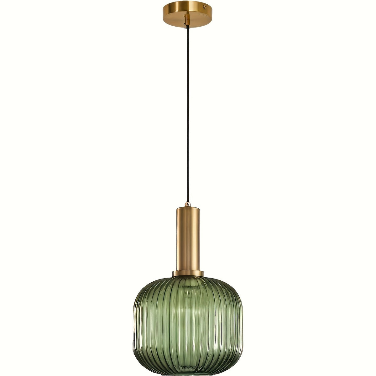 Ribbed Glass & Brass Finish Pendant Light