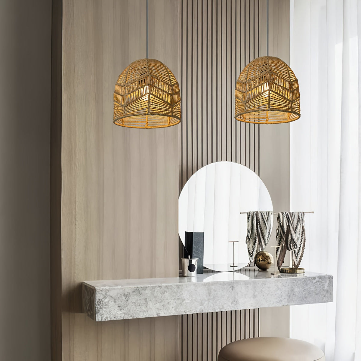 Woven Paper Rope Bell Lampshade
