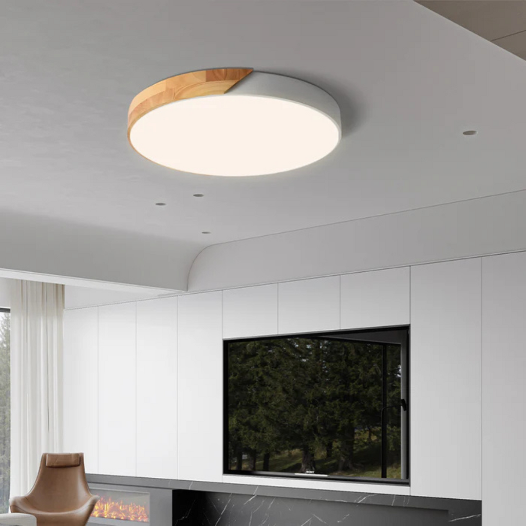 Freya Wood Trim Colour LED Ceiling Light, 23–40cm