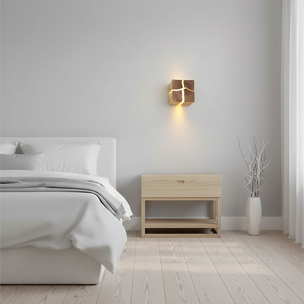 Rowan Carved Wood & Resin LED Wall Light