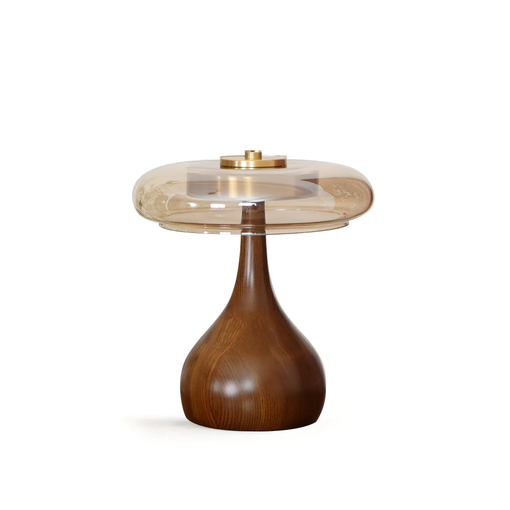 Andi Glass, Brass & Walnut LED Table Lamp