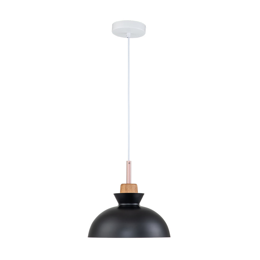 Viggo Metal & Wood Dome Pendant Light