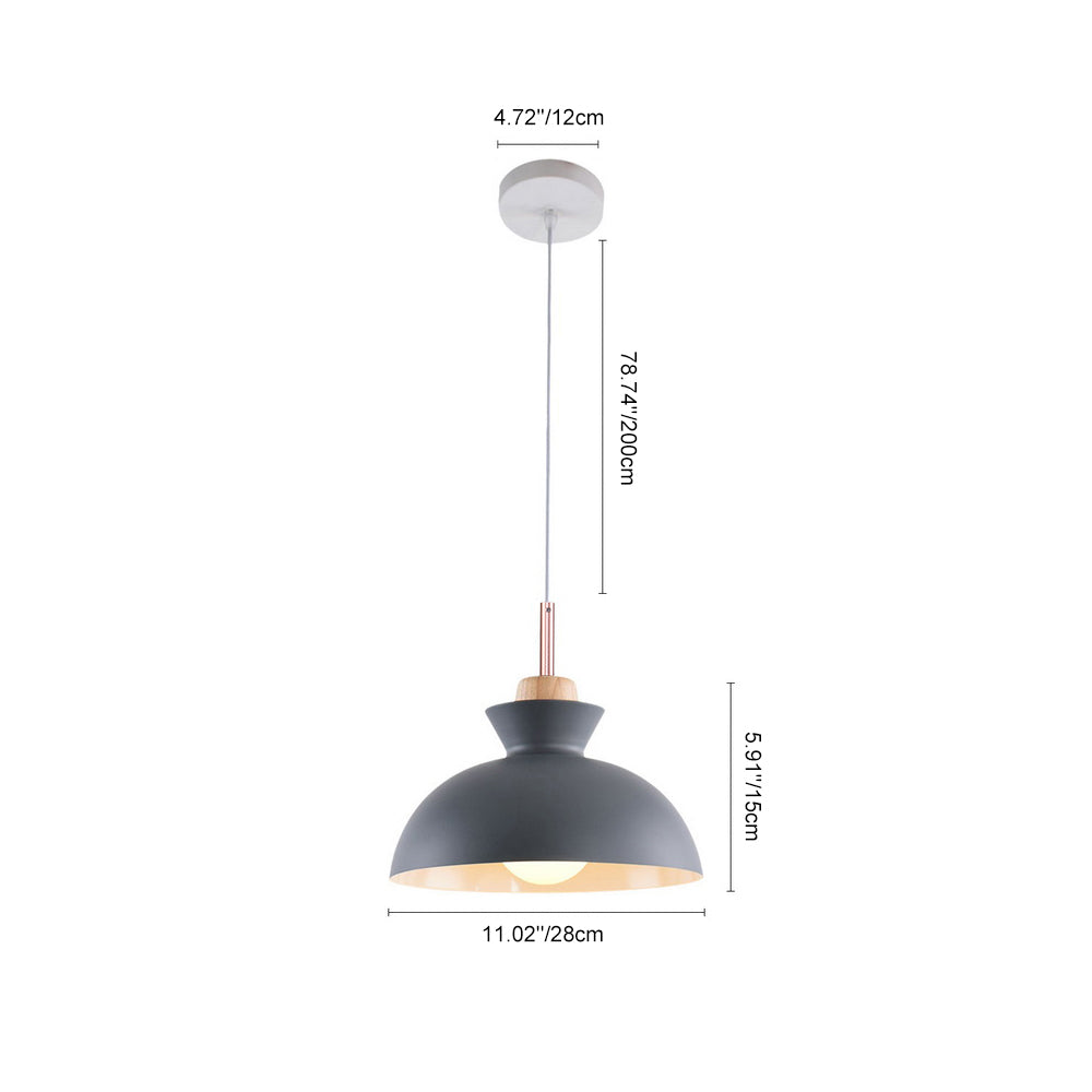 Viggo Metal & Wood Dome Pendant Light
