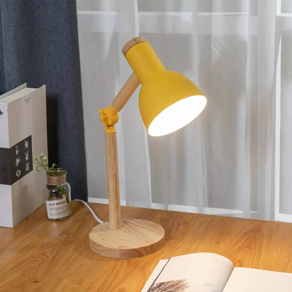 Adjustable Rubberwood Desk Lamp