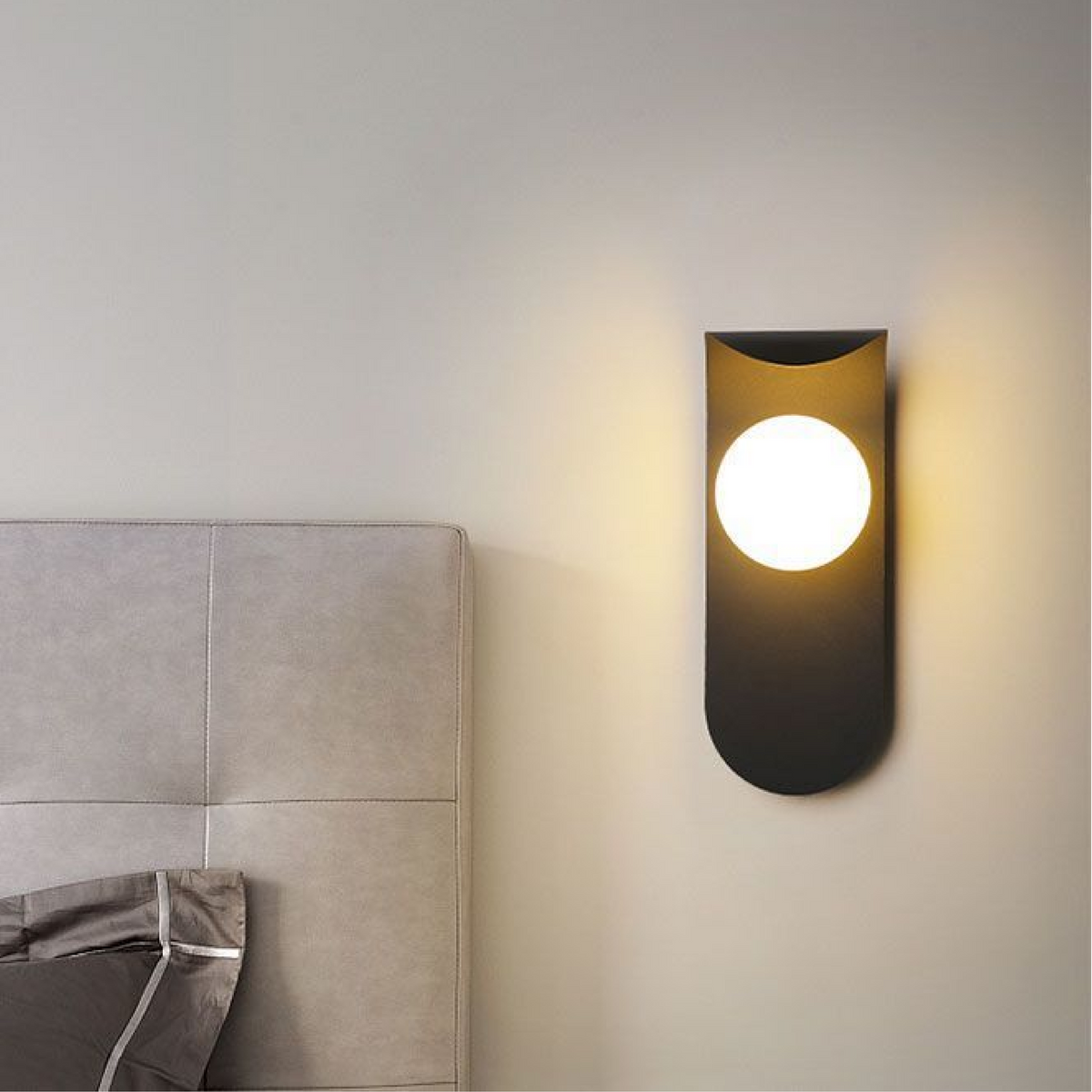 Lina Curved Iron & Frosted Glass Wall Light