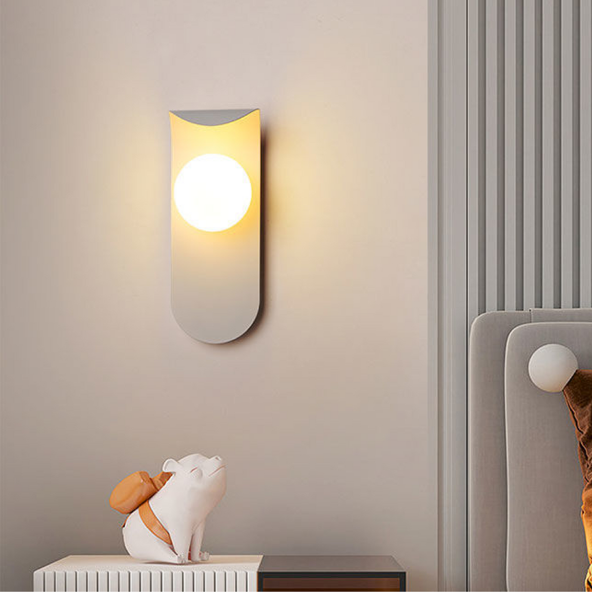 Lina Curved Iron & Frosted Glass Wall Light