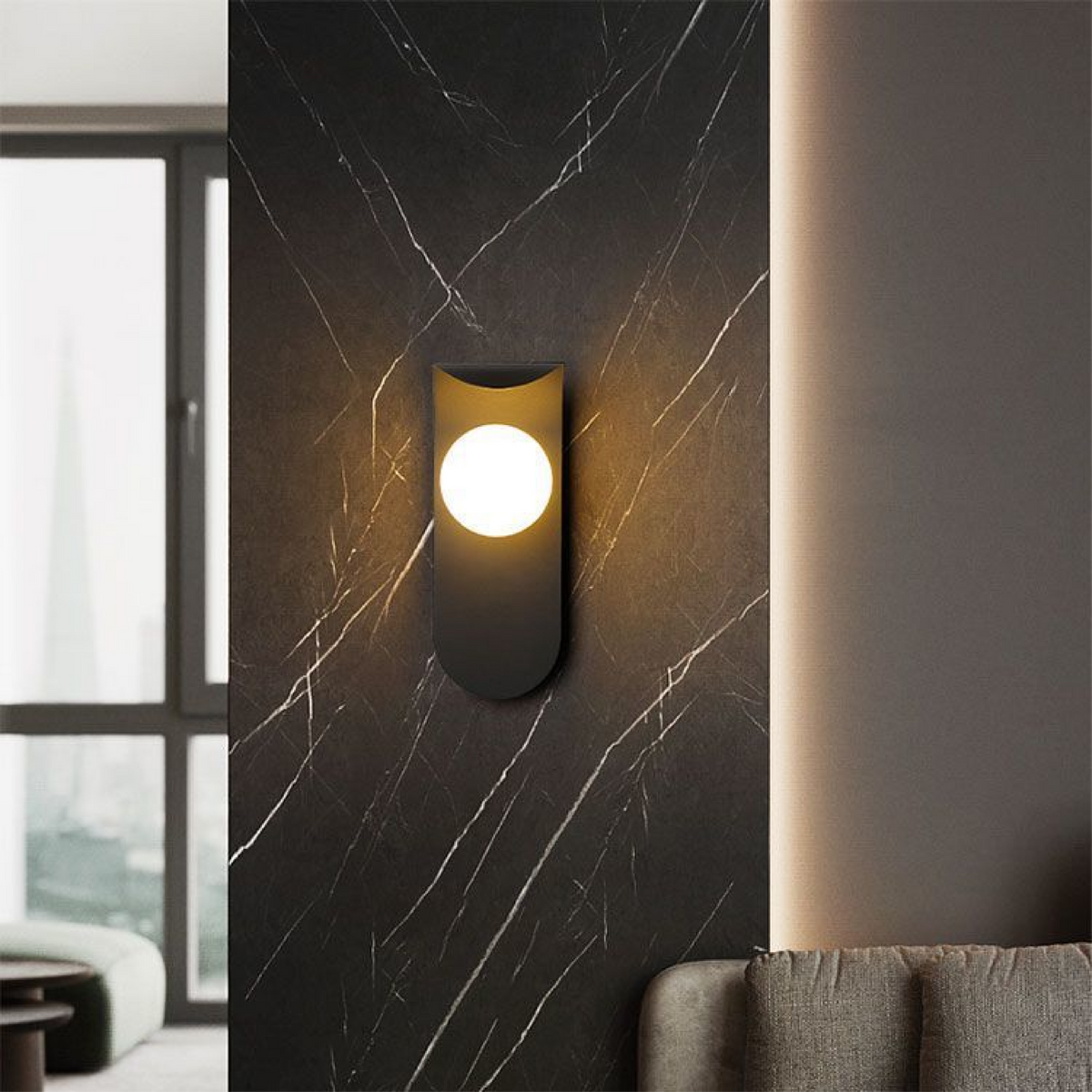 Lina Curved Iron & Frosted Glass Wall Light