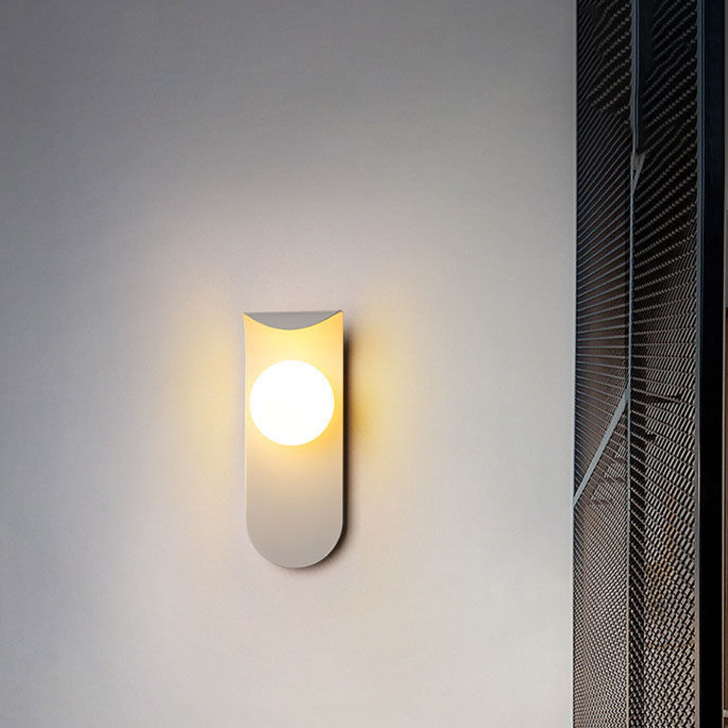 Lina Curved Iron & Frosted Glass Wall Light