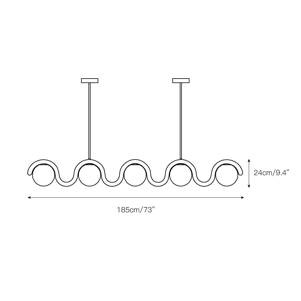 Fetidon Linear Chandelier Red&Silver