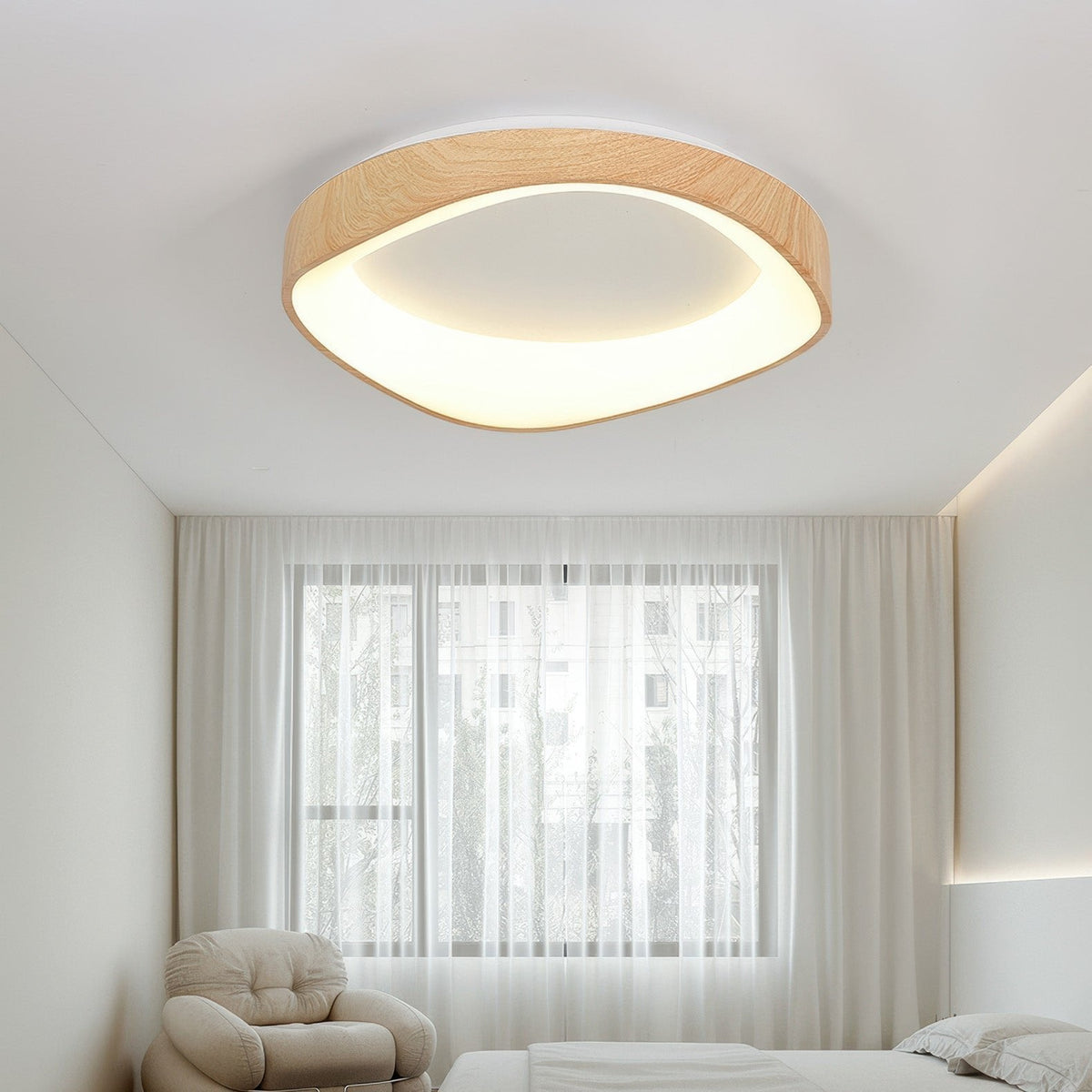 Fenna Wood Grain LED Ceiling Light, 40 or 50cm