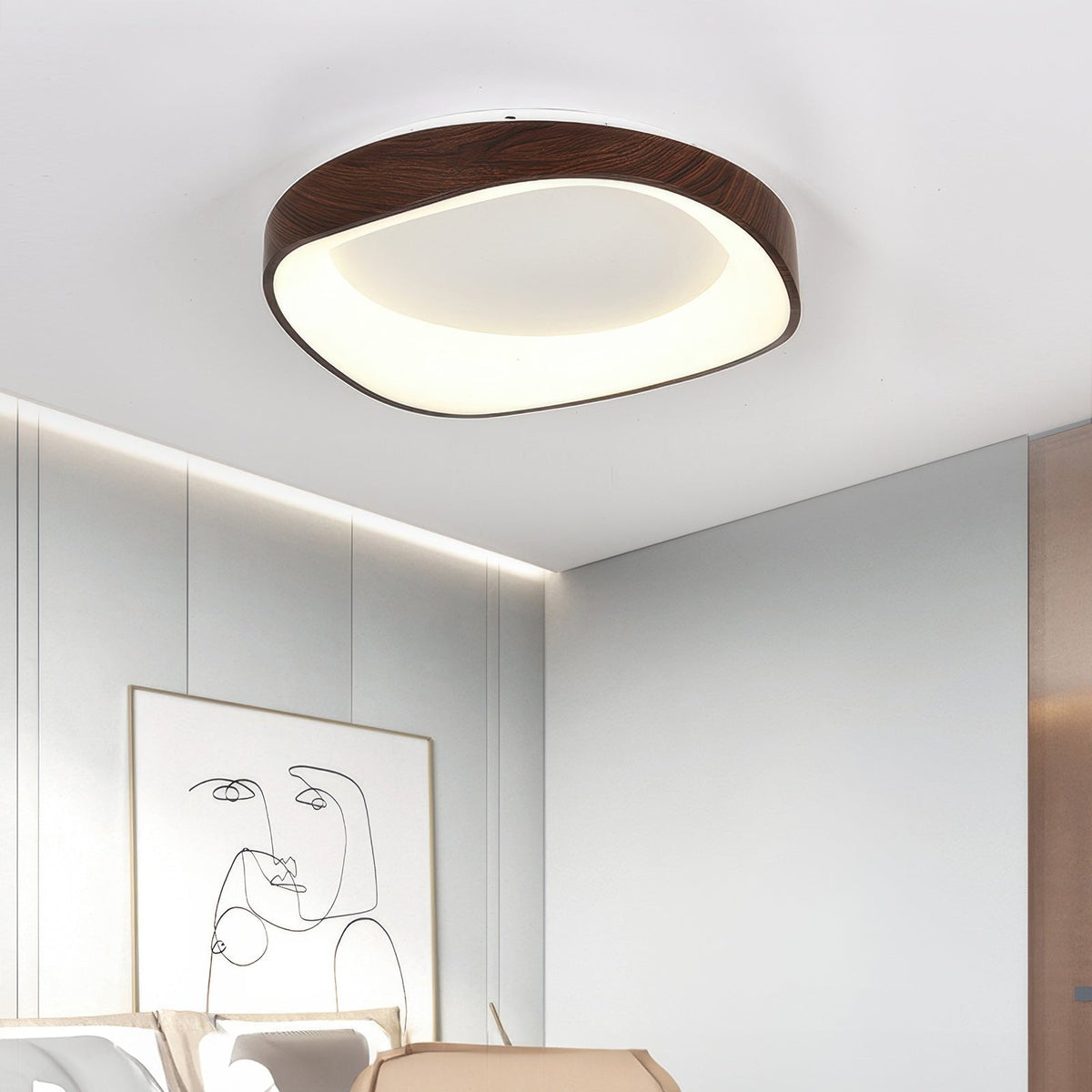 Fenna Wood Grain LED Ceiling Light, 40 or 50cm