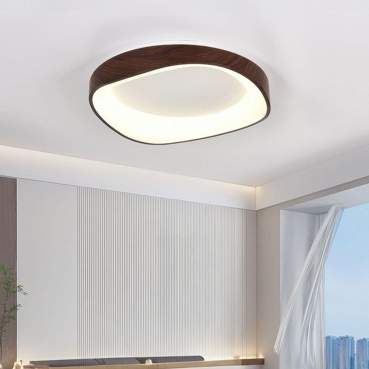 Fenna Wood Grain LED Ceiling Light, 40 or 50cm