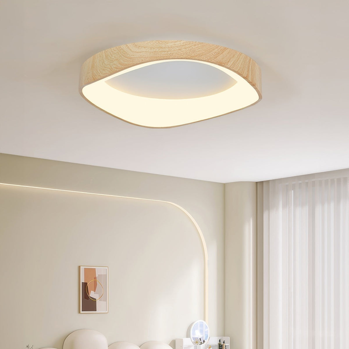 Fenna Wood Grain LED Ceiling Light, 40 or 50cm