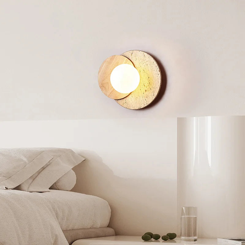 Kaia Wabi-Sabi Stone & Wood Wall Lamp