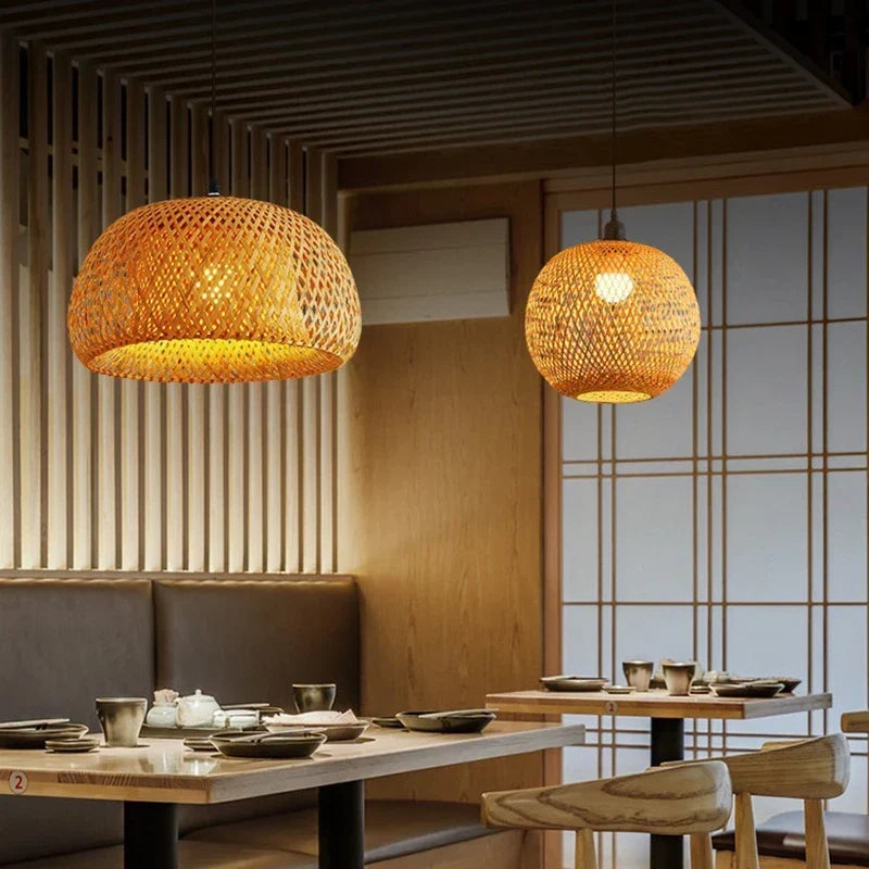 Woven Bamboo & Rattan Pendant Light