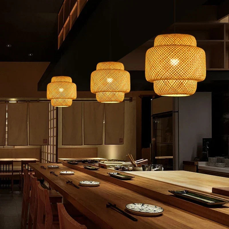 Woven Bamboo & Rattan Pendant Light