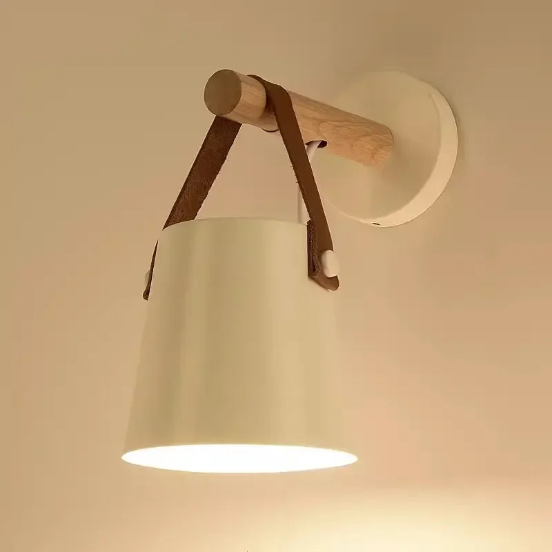 Hugo Wood & Leather Hanging Wall Lamp