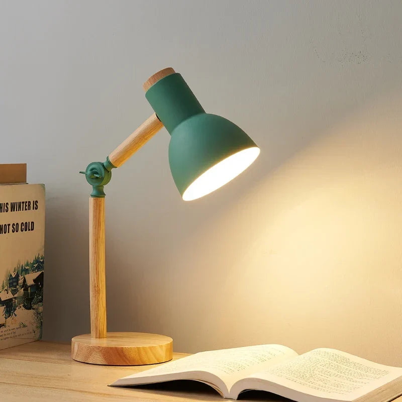Adjustable Rubberwood Desk Lamp