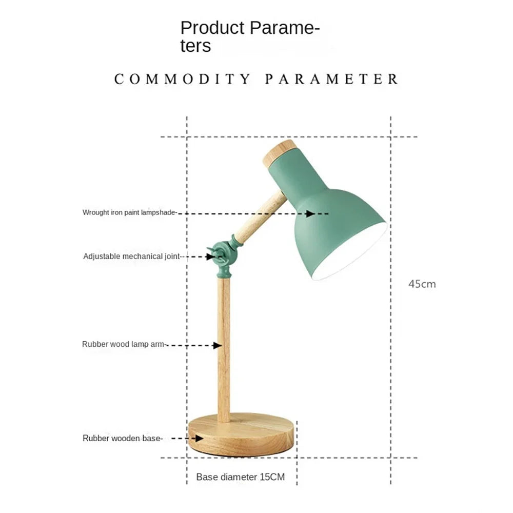 Adjustable Rubberwood Desk Lamp