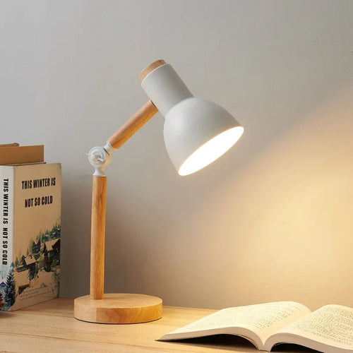 Adjustable Rubberwood Desk Lamp