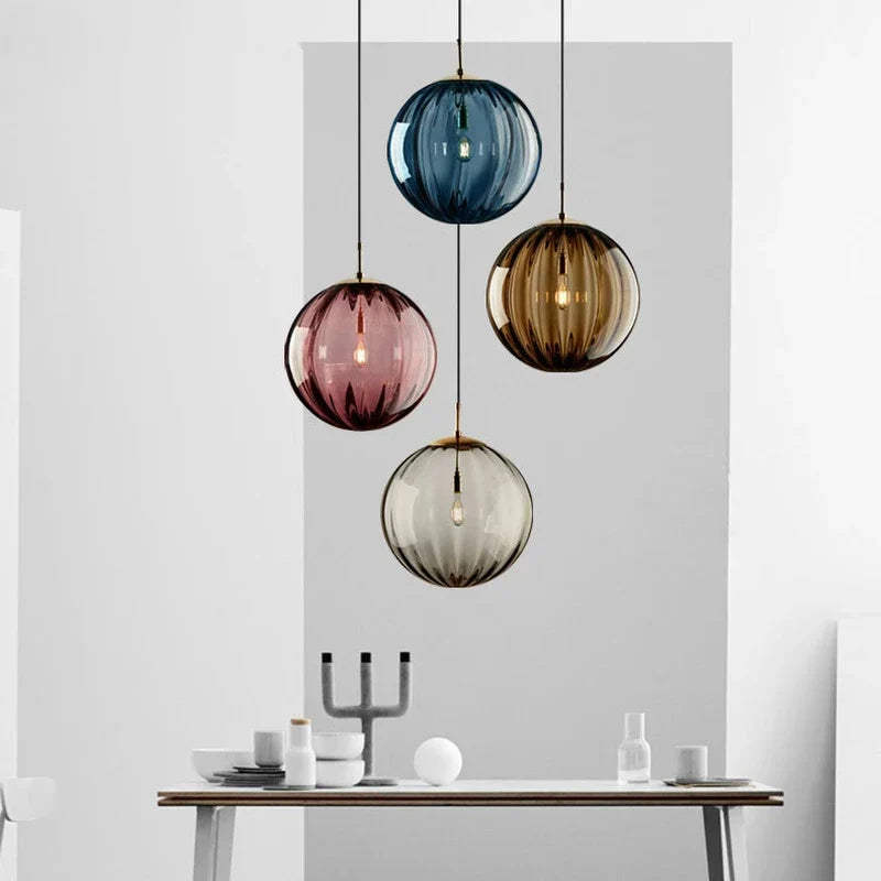 Coloured Glass Ball Pendant Light