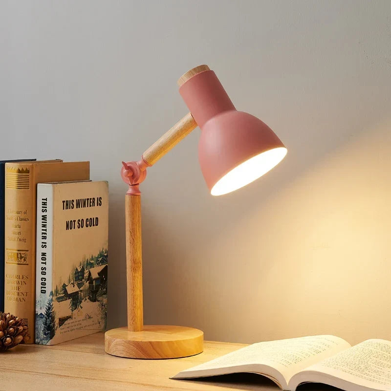 Adjustable Rubberwood Desk Lamp