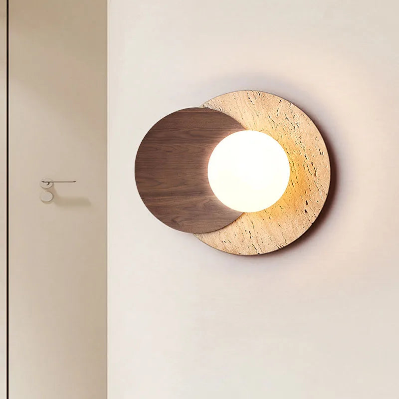 Kaia Wabi-Sabi Stone & Wood Wall Lamp
