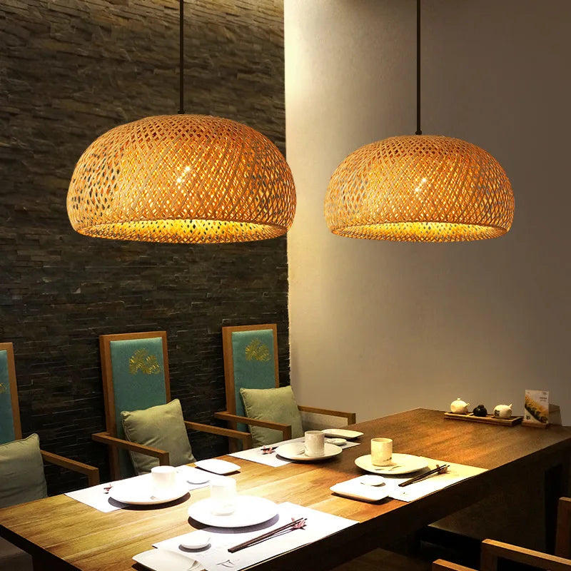 Woven Bamboo & Rattan Pendant Light