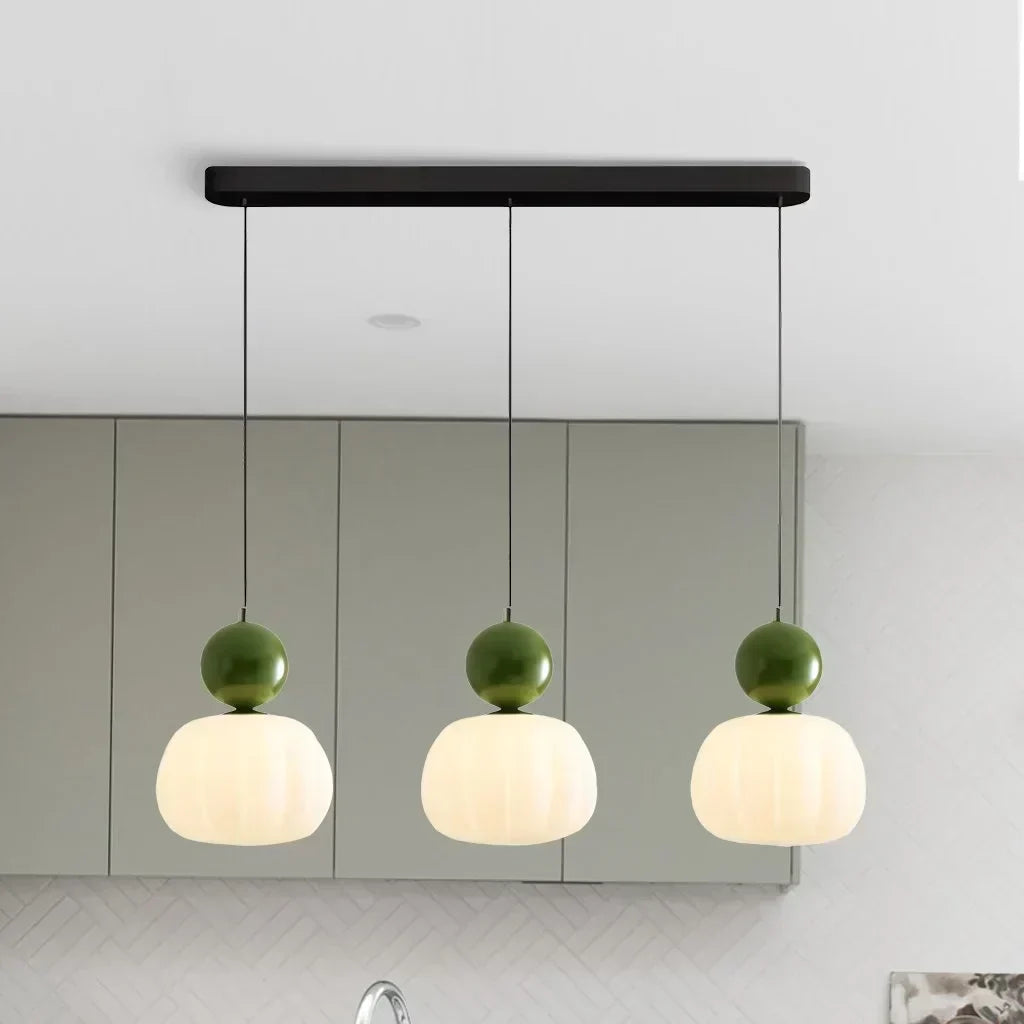 Pumpkin Glass Pendant Light | Single or Triple