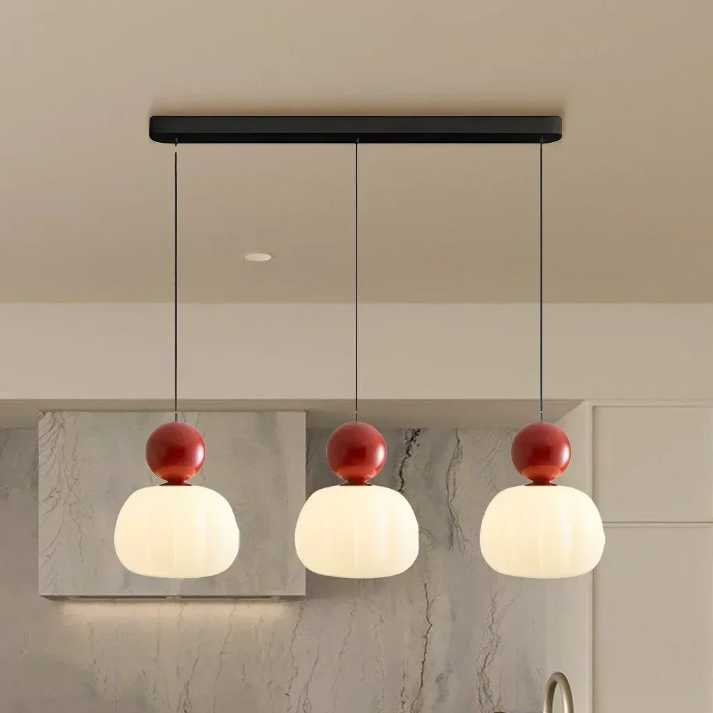 Pumpkin Glass Pendant Light | Single or Triple