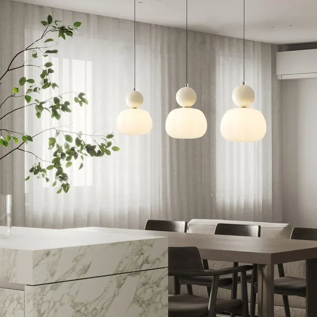 Pumpkin Glass Pendant Light | Single or Triple